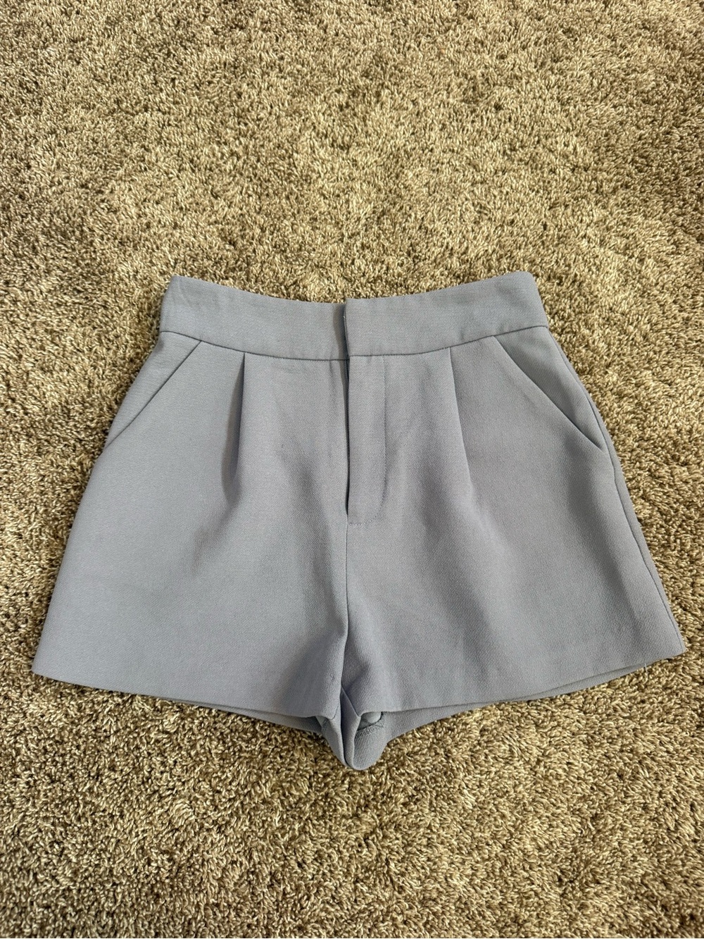 Forever 21 High-Waist Pleated Shorts — Light Gray